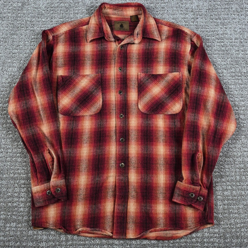 Vtg St Johns Bay Shirt Mens M Heavyweight Cotton Shadow Plaid Big Mac Flannel